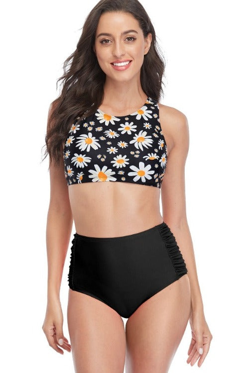 Looking for a swimsuit with a sporty, ‘gram-worthy vibe? Look no further than this High Neck Sporty Bikini Set! The full coverage top and high-waisted bottoms give you the coverage you want, while the girly prints and racer back style make it just as cute as can be. It’s the perfect suit for tweens, teens and anyone who loves an on-trend look (up to a D cup, of course!) - so don’t wait to make a splash!