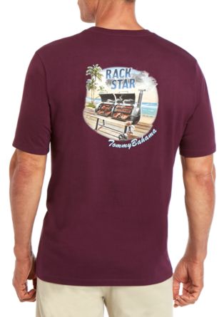 Tommy Bahama Rack Star Tall Shirt    Get your grill on with the fun bbq-themed graphics printed at the back of this super-soft Rack Star cotton Tall T-shirt from Tommy Bahama. back view 
