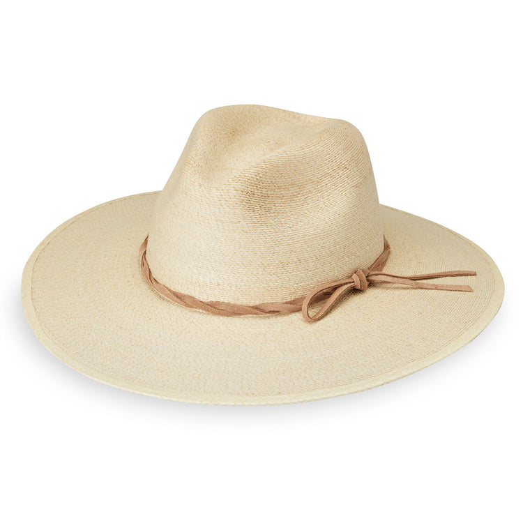 Wallaroo tulum hat  Sustainability meets style in this beautiful natural palm fiber hat that looks great on both men and women. The Tulum is meticulously handcrafted by artisans in a co-op outside Guadalajara, Mexico. The twisted leather band adds a stylish touch.