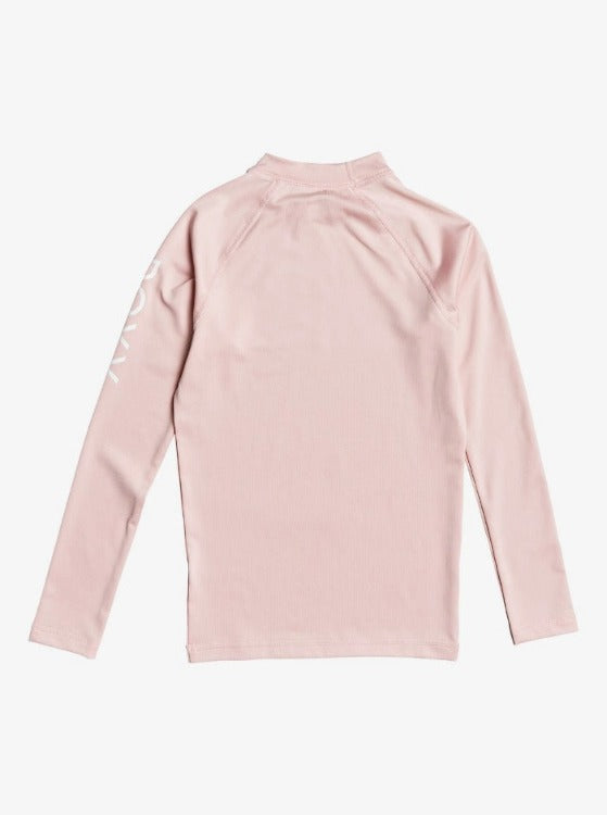 Choose the cutest and most confident coverage on the beach with our Whole Hearted Girls 8-16 Long Sleeve Rashguard! This stylish shield is pretty in pink and has you covered with a snug fit, UPF 50 sun protection, and a binding on the collar to keep you chafe-free - so you can surf and paddleboard worry-free. You'll be looking sharp with the screen print logo on the left sleeve and center front, so slay the waves with confidence! You're girls will surf with coinfidence.     ERGWR03182