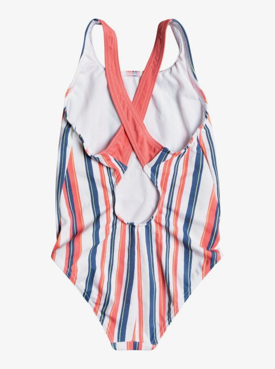 This Roxy Girl Surf Feeling One Piece is ready to ride the waves of your summer fun! Featuring a soft and resistant stretch fabric, plus a sleek one-piece design with crossed straps for a sporty touch, it’s a perfect pick for un-paddling days. Float into the season with this must-have swimsuit!    ERLX103064